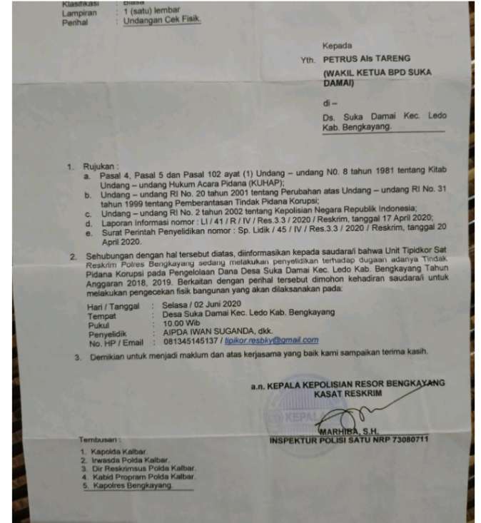 Ngendap Dipolres Bengkayang