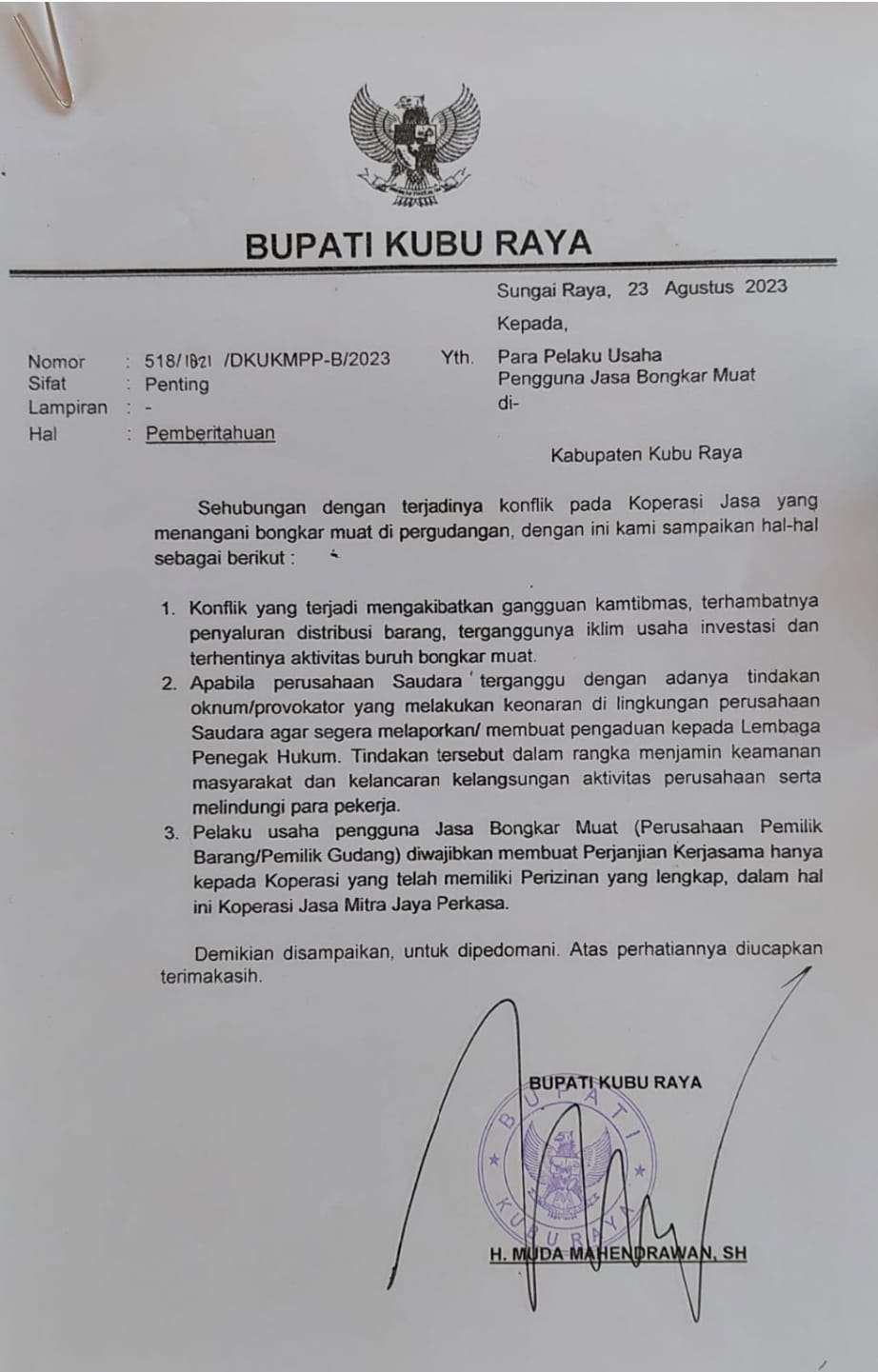 Akibat Beredarnya Surat Pemberitahuan