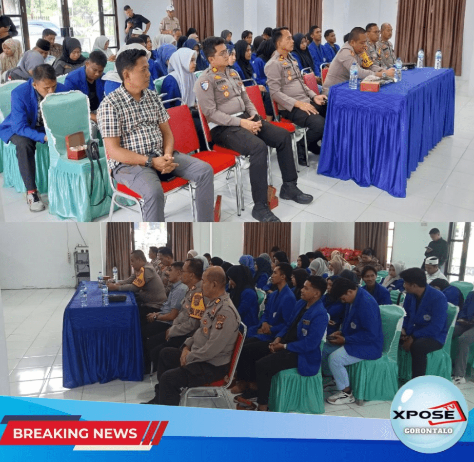 Polri Presisi Gelar BAKSOS Bersama Aliansi BEM dan OKP di Polres Boalemo Melalui Video Conference