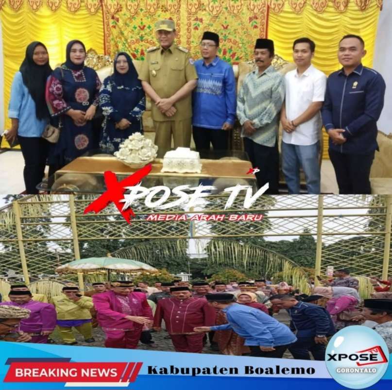 Sekretaris DPC Partai Demokrat dan Simpatisan Sambut Kedatangan Gubernur Gusnar Ismail di Rudis Bupati Boalemo dalam Acara Mopotilolo