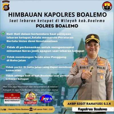 Kapolres Boalemo Imbau Masyarakat Taat Aturan Saat Perayaan Lebaran Ketupat