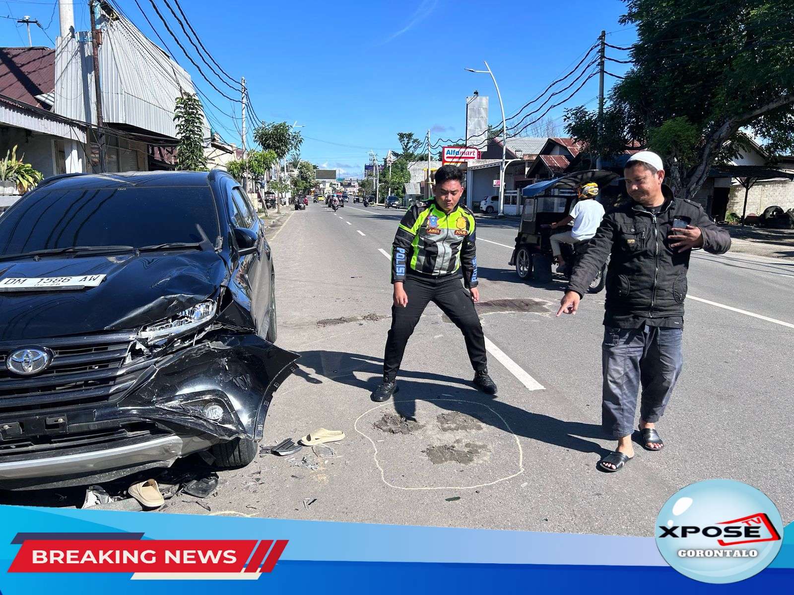 Dua Orang MD, Sat Lantas Polresta Gorontalo Kota Olah TKP Lakalantas