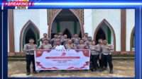 Satlantas Polres Boalemo Bersihkan Tempat Ibadah Sambut HUT Bhayangkara ke-79