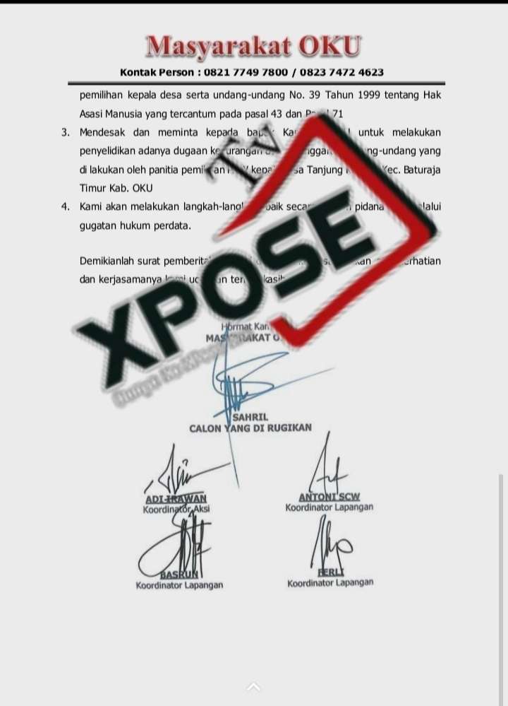 Kordinator aksi Forum Masyarakat OKU 